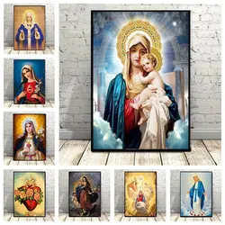 Classical The Virgin Mary Canvas Painting, Catholic Poster HD Prints, Religious Wall Art Pictures, Ideal for Home,Church Gallery