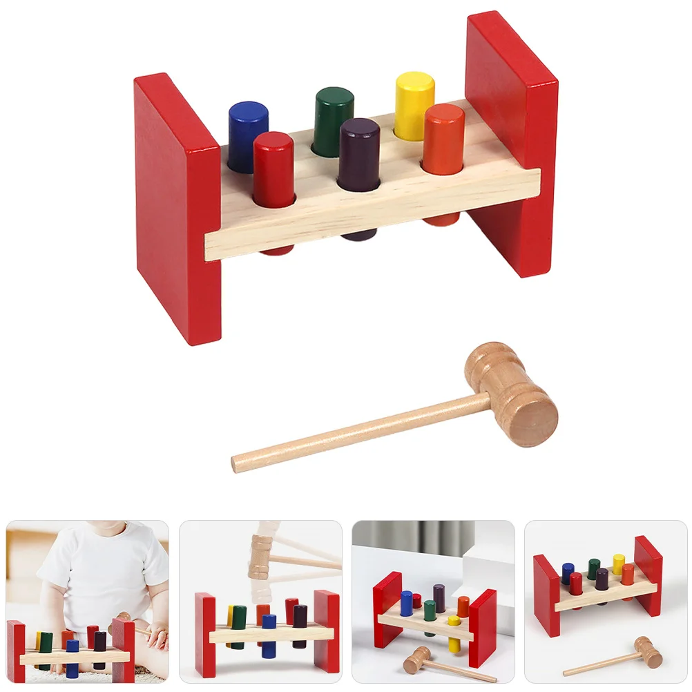 1 Juego de martillo de madera para niños pequeños, juego de golpear con reconocimiento de Color, actividad de aprendizaje temprano, martillo para niños, desarrollo cognitivo