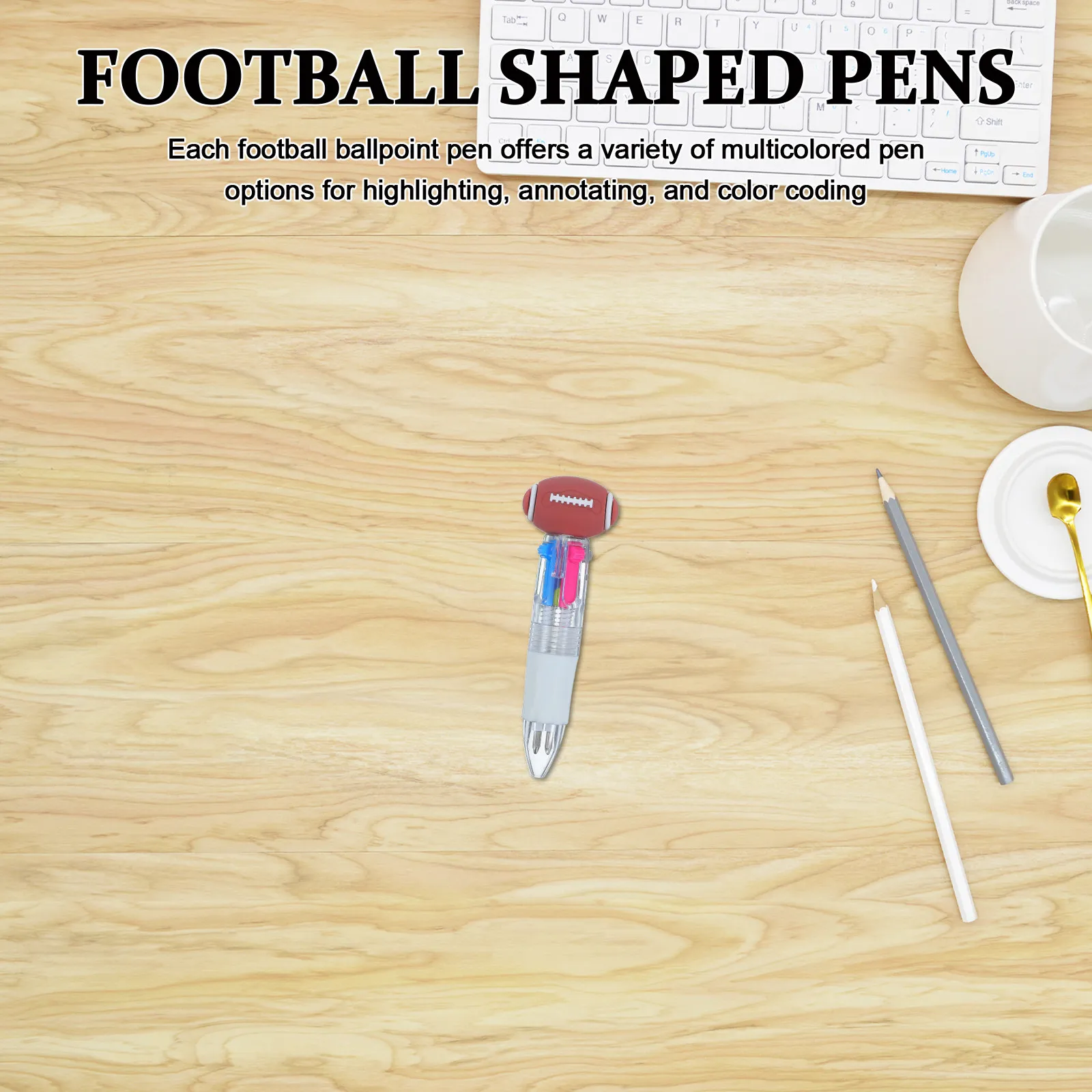 12Pcs Football Shaped Ballpoint Pens Sports Themed Multicolour Mini Pens for Birthday Party Favors School Supplies Students