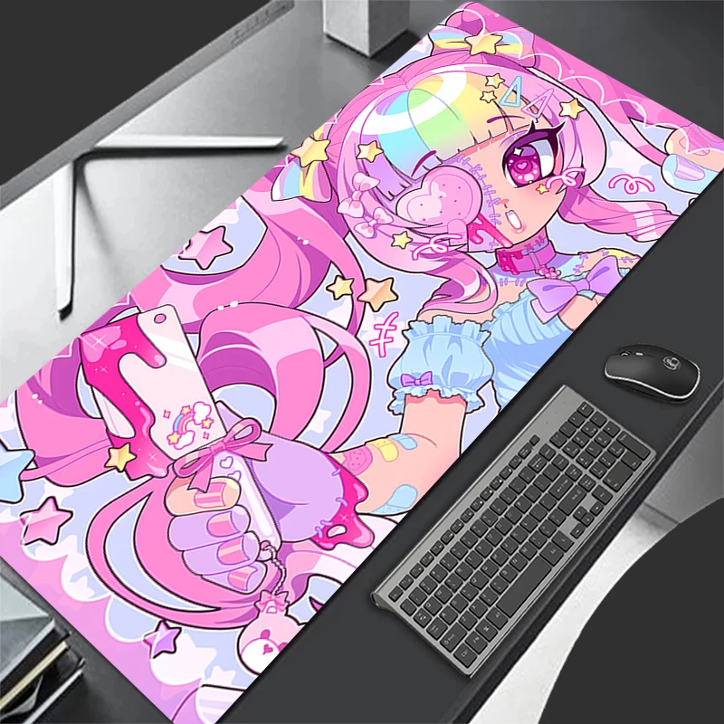 

Anime girl Mouse pad rubber anti-slip computer accessories keyboard pad large desk pad coaster PC carpet Kawaii Mousepad XL XXL