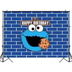 Cookie Monsters Birthday Backdrop Sesame Street Theme Birthday Party Custom Banner Children Photo Background Decoration 60*40cm