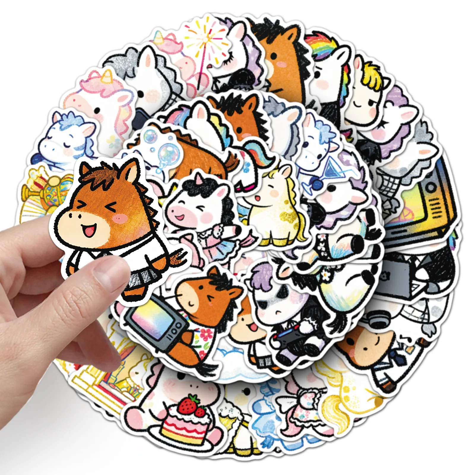 50PCS Cartoon Nette Pony Graffiti Aufkleber Kreative Dekoration Handy Fall Notebook Wasser Tasse Wasserdichte Spielzeug Geschenk Aufkleber