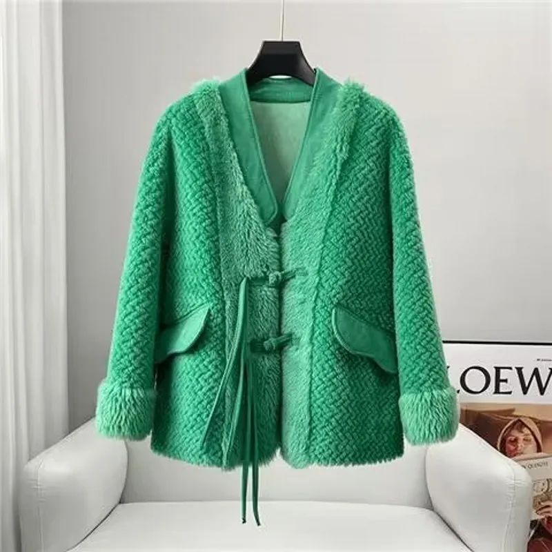 2024 Autumn Winter New Mid-length Plus-size Women's Wear China-Chic Retro Style Imitation Mink Fur Keep Warm Coat