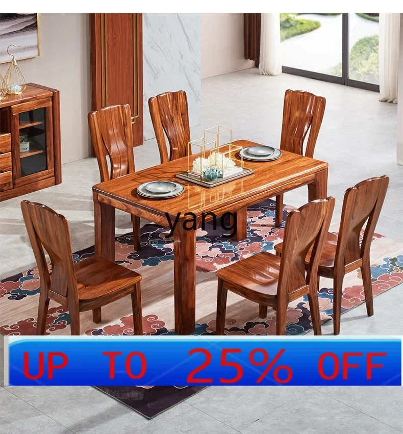 

lmm Ebony Wood Dining Table All Solid Wood Rectangular New Chinese Style Household Round Table