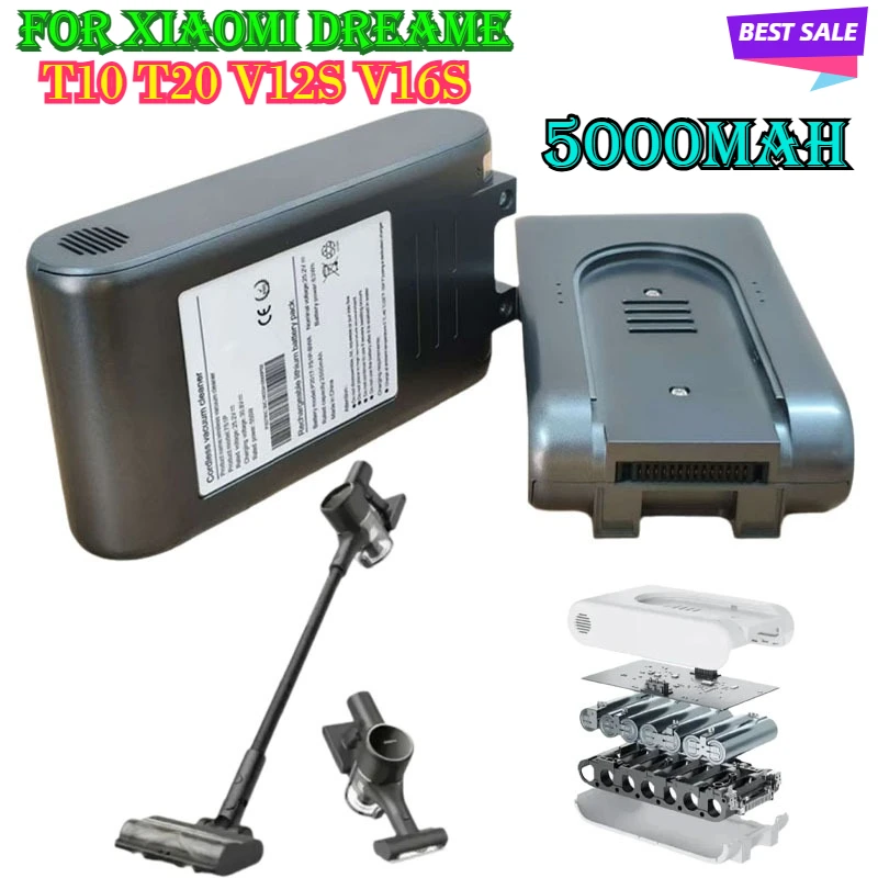 

Original 5000mAh Replacement Battery for Xiaomi Dreame R10Pro T10 T20 V12S Cordless Vacuum Cleaner Rechargeable Li-ion Battery