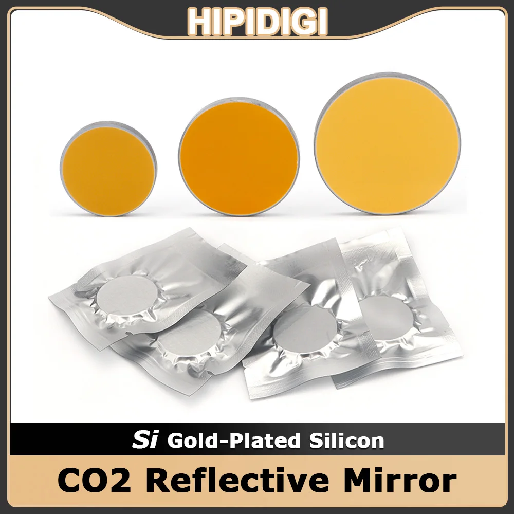 

CO2 Laser Si Reflective Mirrors Dia19.05/20/25/30 10.6um 400W Mirrored Lenses Gold-Plated Silicon for Cutting Machine Engraver