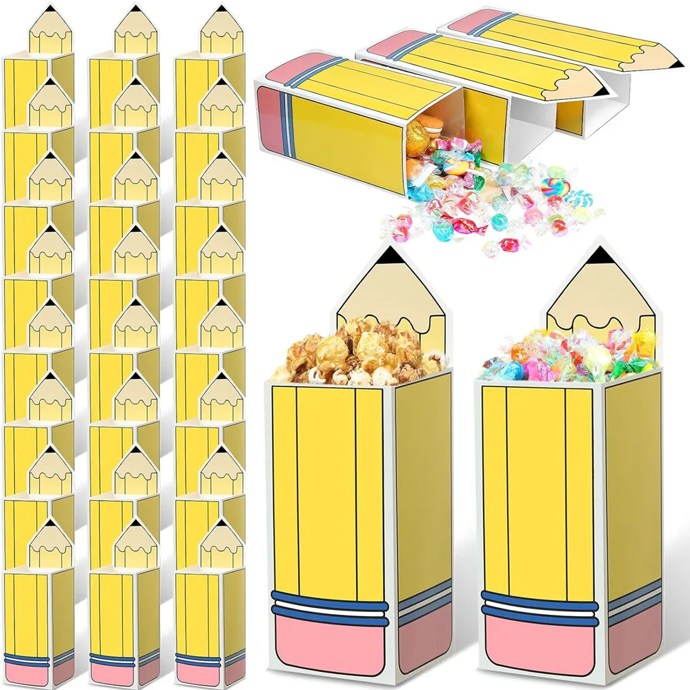 Cajas de dulces para lápices de regreso a la escuela, caja de dulces para temporada de graduación, recuerdos de fiesta de cumpleaños, bienvenida para volver a la escuela, 12/24 Uds.