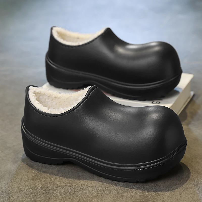 

Lovers casual cotton slippers winter warm plus velvet men's outdoor walking shoes unisex Soft soles non-slip fashion slippers