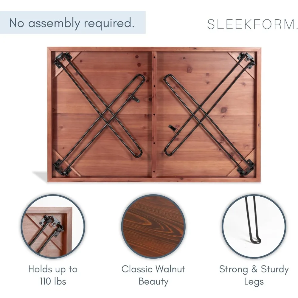 Mesa dobrável de madeira compacta para 4 - Design de perna em grampo - Mesa de jantar portátil de 4 pés