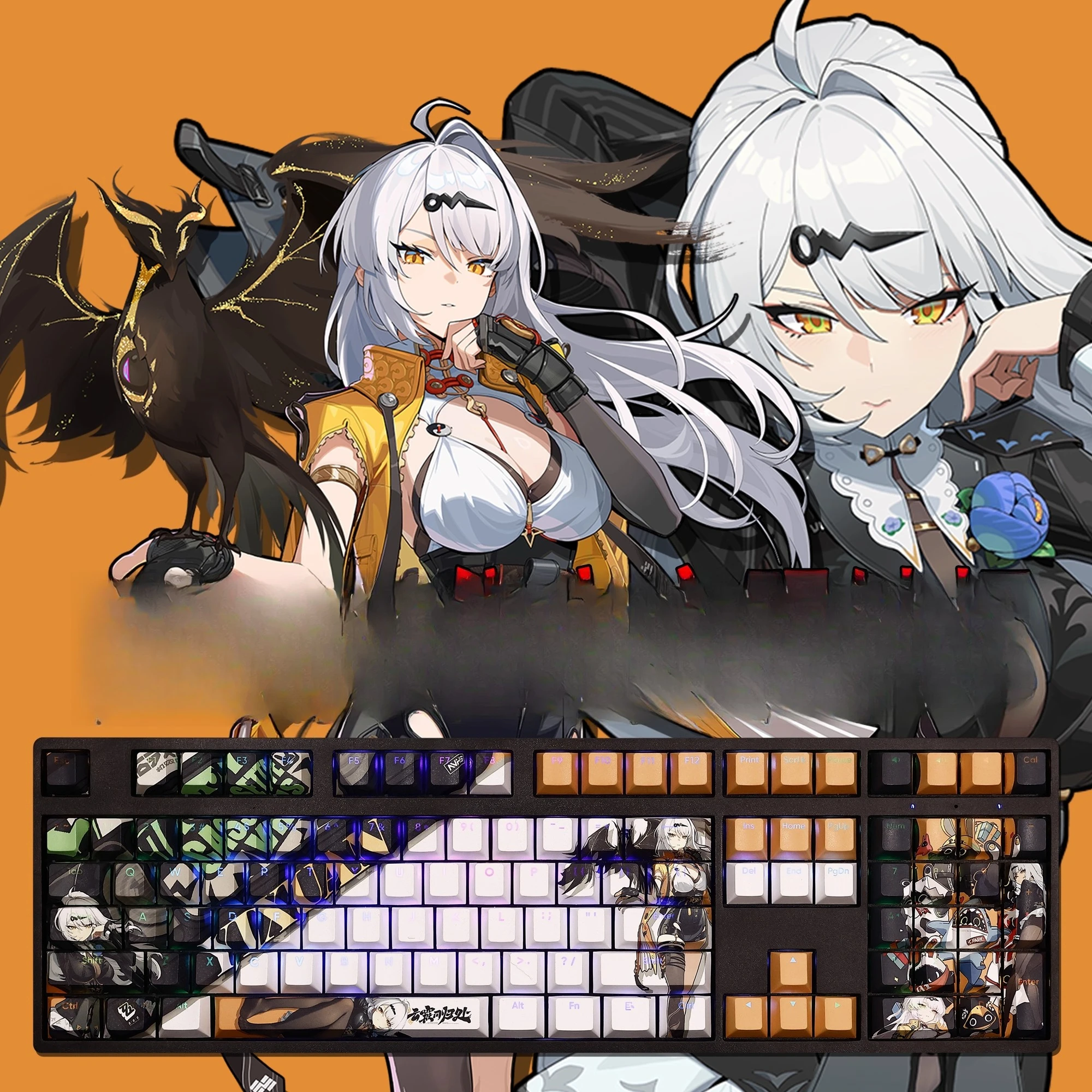 

Yi Xuan Zenless Zone Zero Колпачки для клавиш 108 клавиш PBT Dye Sub Аниме Колпачки для клавиш Cherry Profile PBT Колпачки для механической игровой клавиатуры