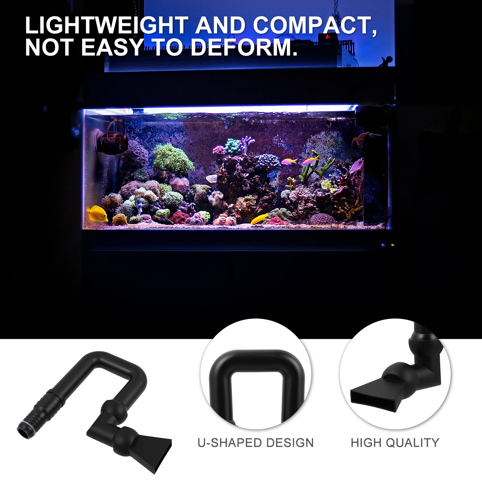 

U Shape Fish Tank Duckbill Nozzle Aquarium Water Outlet Return Jet Assembly 360 Degree Adjustable Large Volume Lightweight Easy