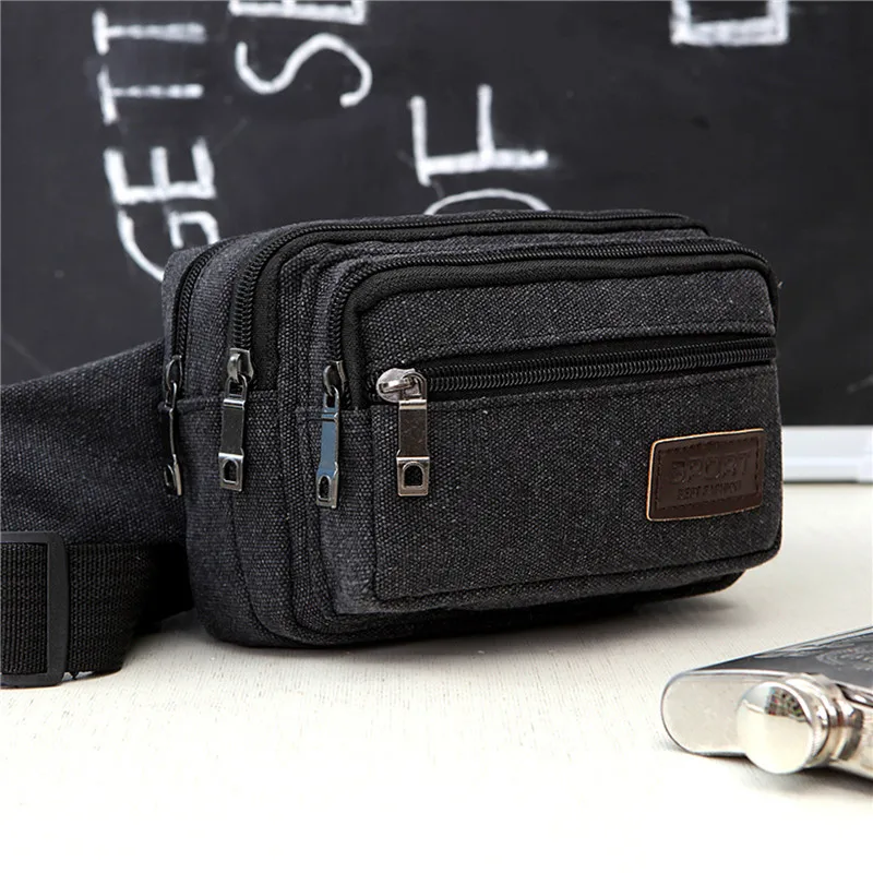 Men\'s Waist Simple Bag Outdoor Sports Multi-functional Messenger Bags Diagonal Canvas Bag Wallet Leisure Waist Bag 2023 New