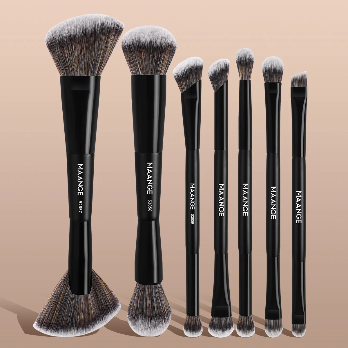 MAANGE 7pcs Professional Dual-ended Makeup Brushes Soft Dense Hair for Foundation Powder Blush Eyeshadow Makeup Accessories Gift