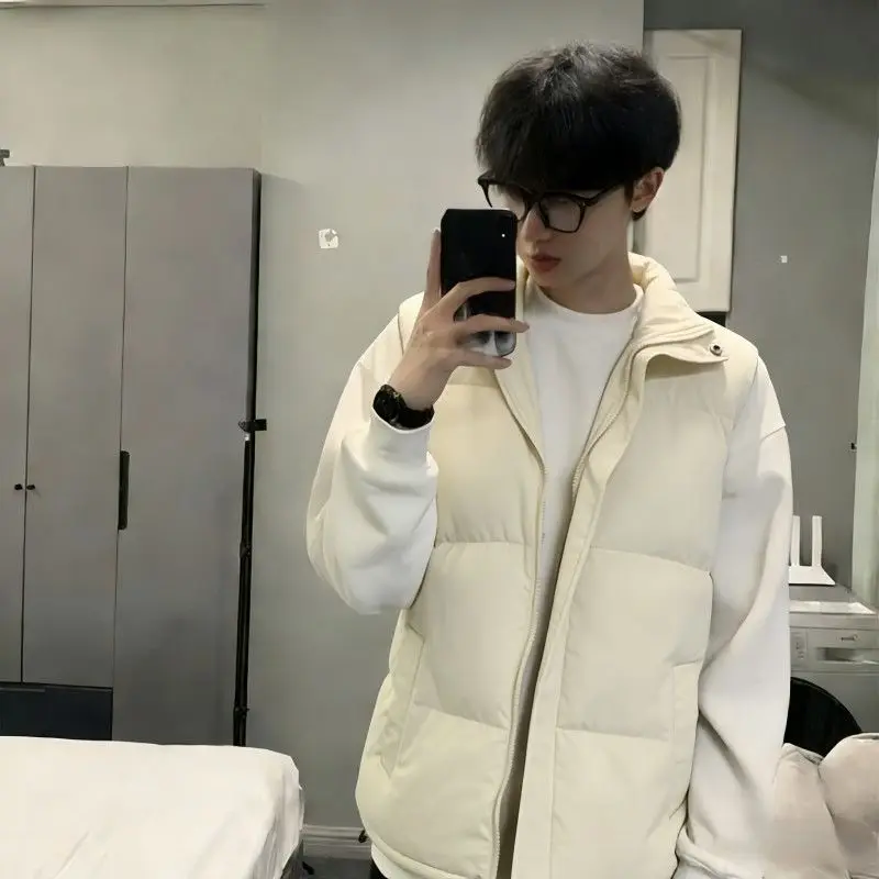 Warm Vest Cotton Clothes Autumn And Winter Thickened Warm Tide Brand Korean Version Vest Jacket Men's Cleanfit Cotton Vest