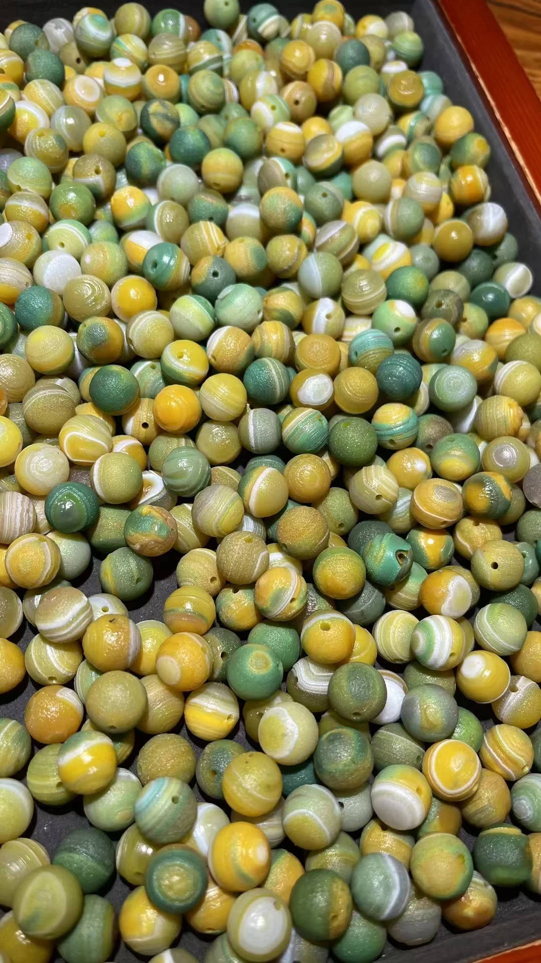 100pcs/lot 12mm Size Round Beads Silk Agate Yellow and Green Color with Good Eyes Good Veins DIY Men and Women's Fine Jewelry