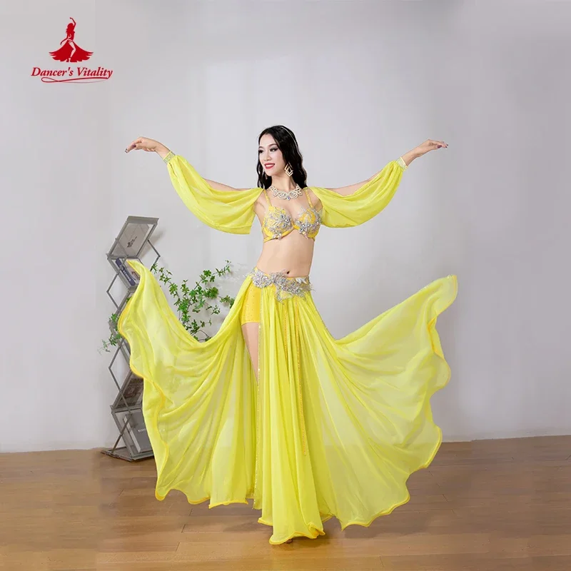 Belly Dance Costume Suit for Women Children Winter Long Sleeves Bra+chiffon Skirt 3pcs Female Oriental Belly Dancing Outfit