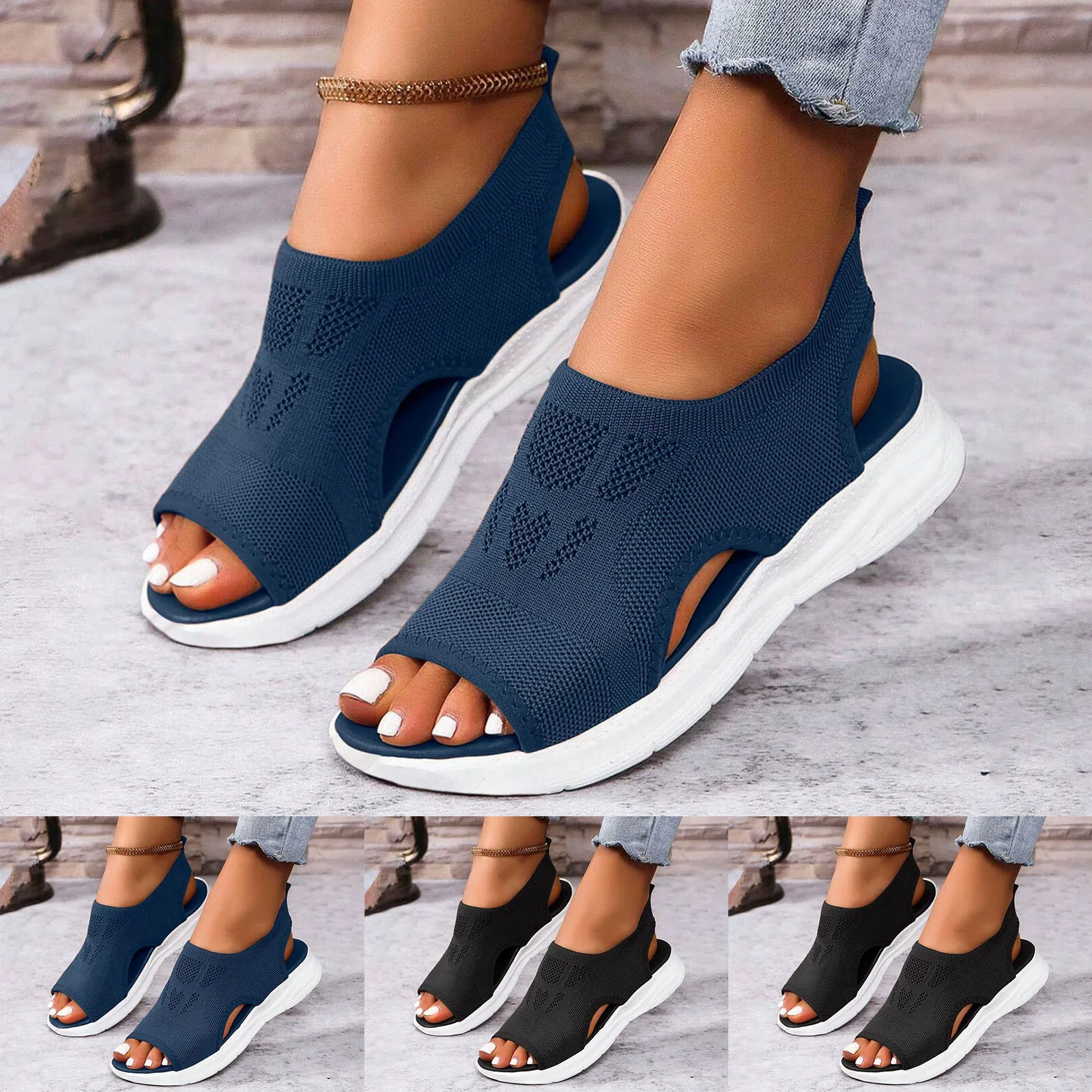 صنادل نسائية صيفية مقاس 8 صنادل نسائية لتقويم العظام قابلة للتنفس أحذية تنس مريحة للمشي #2