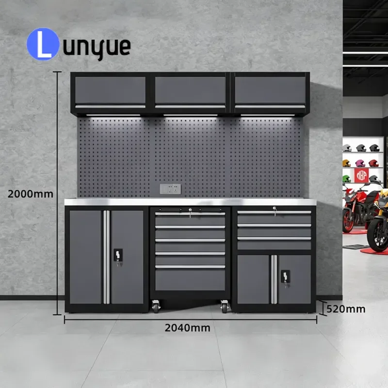 Heavy Duty Cold Rolled Steel Industrial Garage Tool Cabinet Modular Workshop Workbench For Tools Storage Durable Metal