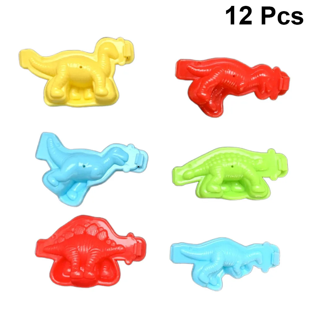 12Pcs Dinosaur Shaped Plasticine Mold Set for Kids Fine Craftsmanship Bright Colors Easy Grip Sand Play Kit Outdoor Garden Fun