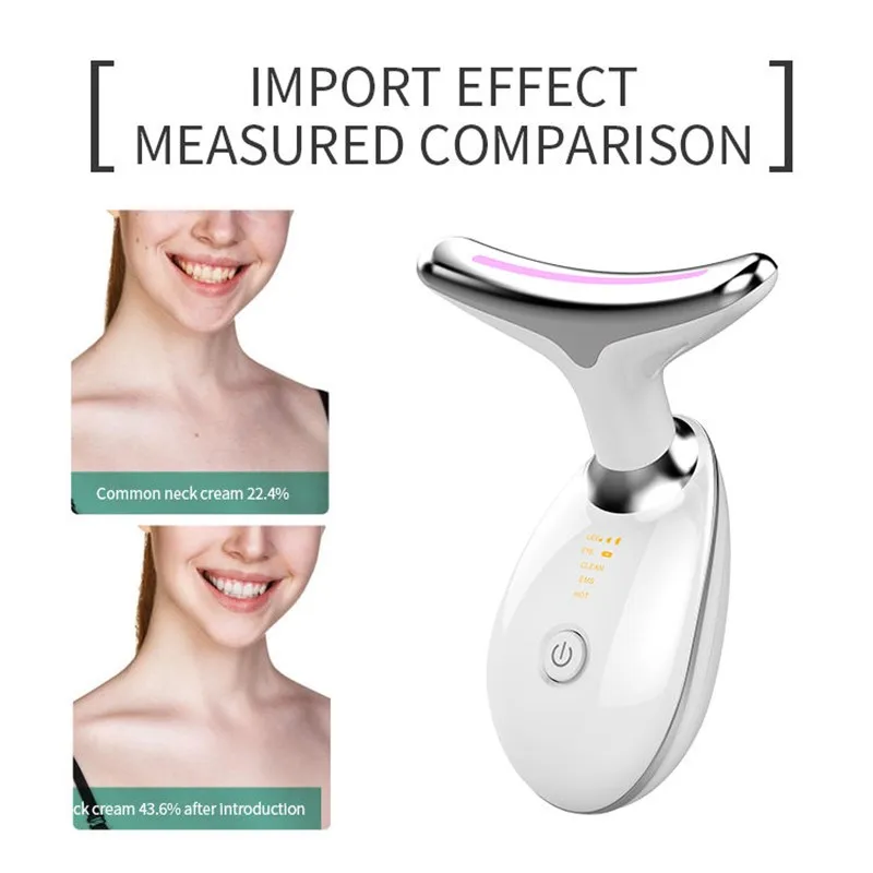 Neck Beauty Device Portable Ems Neck Massager Skin Tightening Led Facial Light Therapy Face Neck Lifting Massager