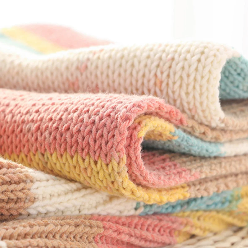 غزل الكروشيه خيوط لينة للحياكة الكروشيه قوس قزح الجزء مصبوغ الغزل 5 ستراند الصوف محبوك الطفل قبعة وشاح