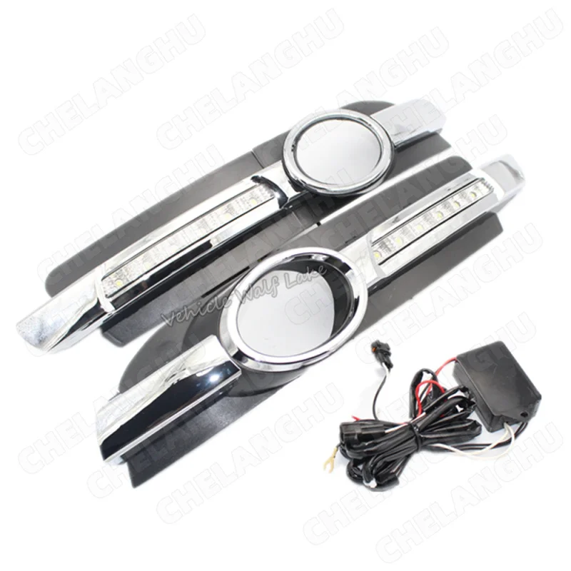 2pcs LED DRL For AUDI A6 C6 2005 2006 2007 2008 Car LED DRL Daytime Running Light Fog Lamp Grille And Waterproof Wire Of Harness
