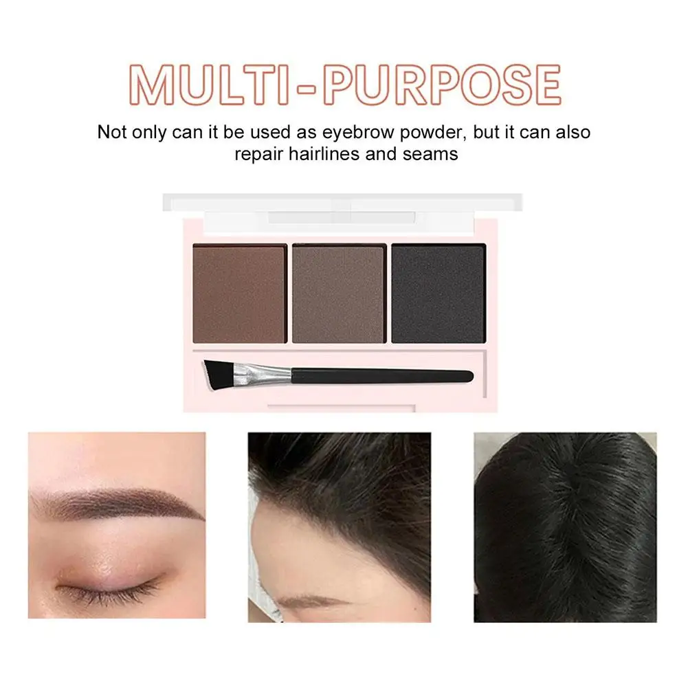 Palette de poudre à sourcils 3 couleurs, maquillage naturel marron café, rehausseur de sourcils imperméable, crayon à sourcils professionnel