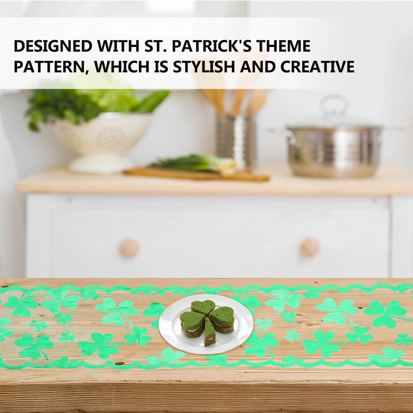 

Wedding Table Decoration Set Patrick's Day Party Mat Green Polyester Placemat