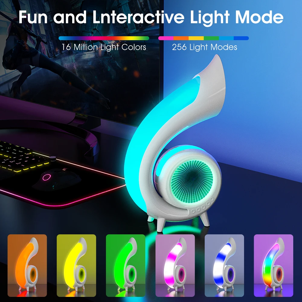 New Wireless Bluetooth Speaker With LED Lyrics Display，RGB Colorful Atmosphere Light Desk Lamp Abyss Lamp Home Furnishings