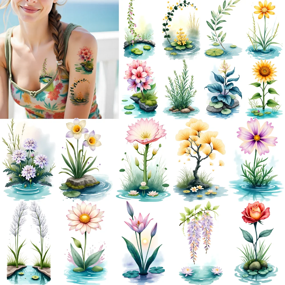 

9 шт. временные татуировки с цветочным узором временные татуировки наклейки декоративные татуировки водостойкие долговечные наклейки на тело