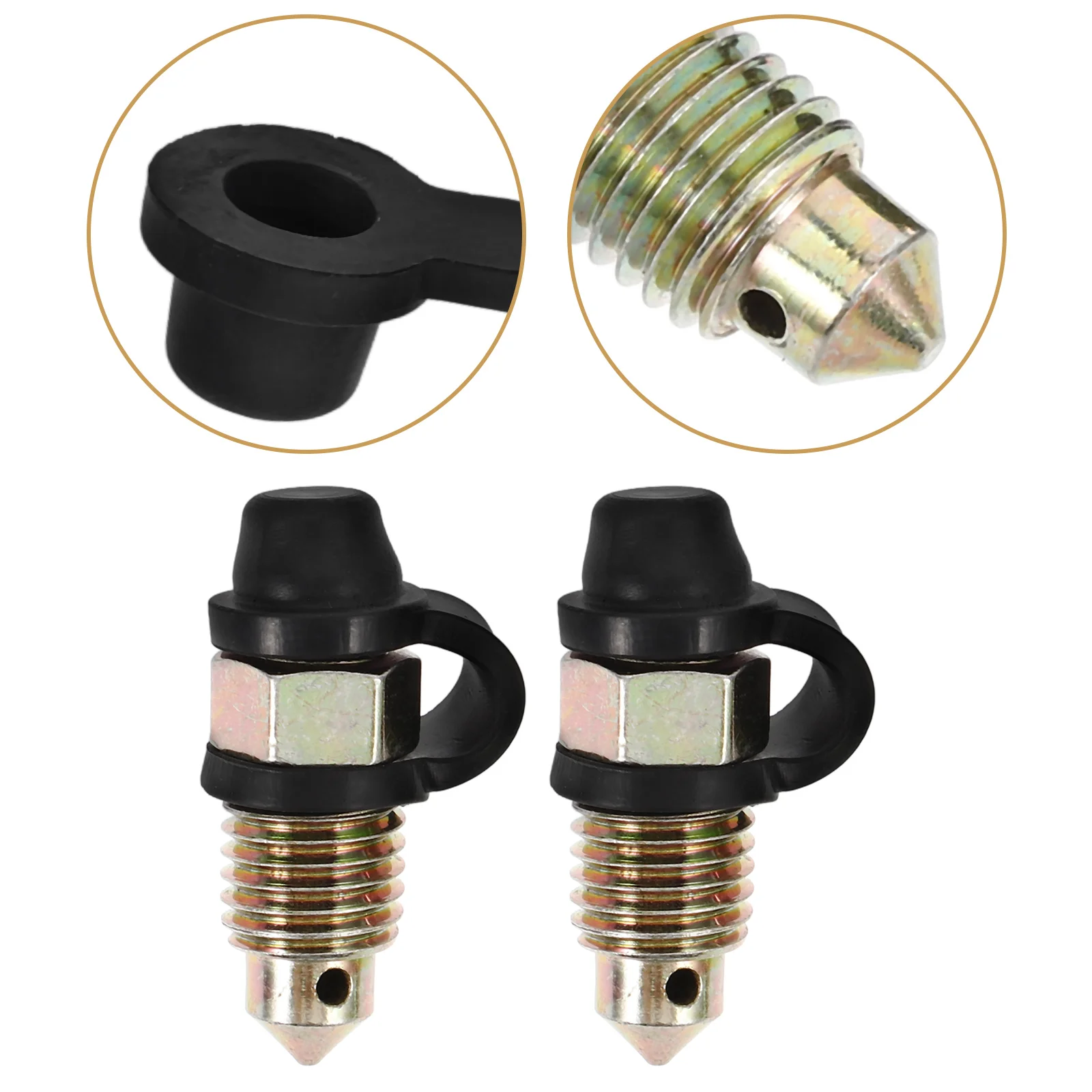 

2pcs Motorcycle Brake Bleeder Screws Caps Disc System Car Caliper Pipe Grease Fitting Automotive Accessories M10 Bolt