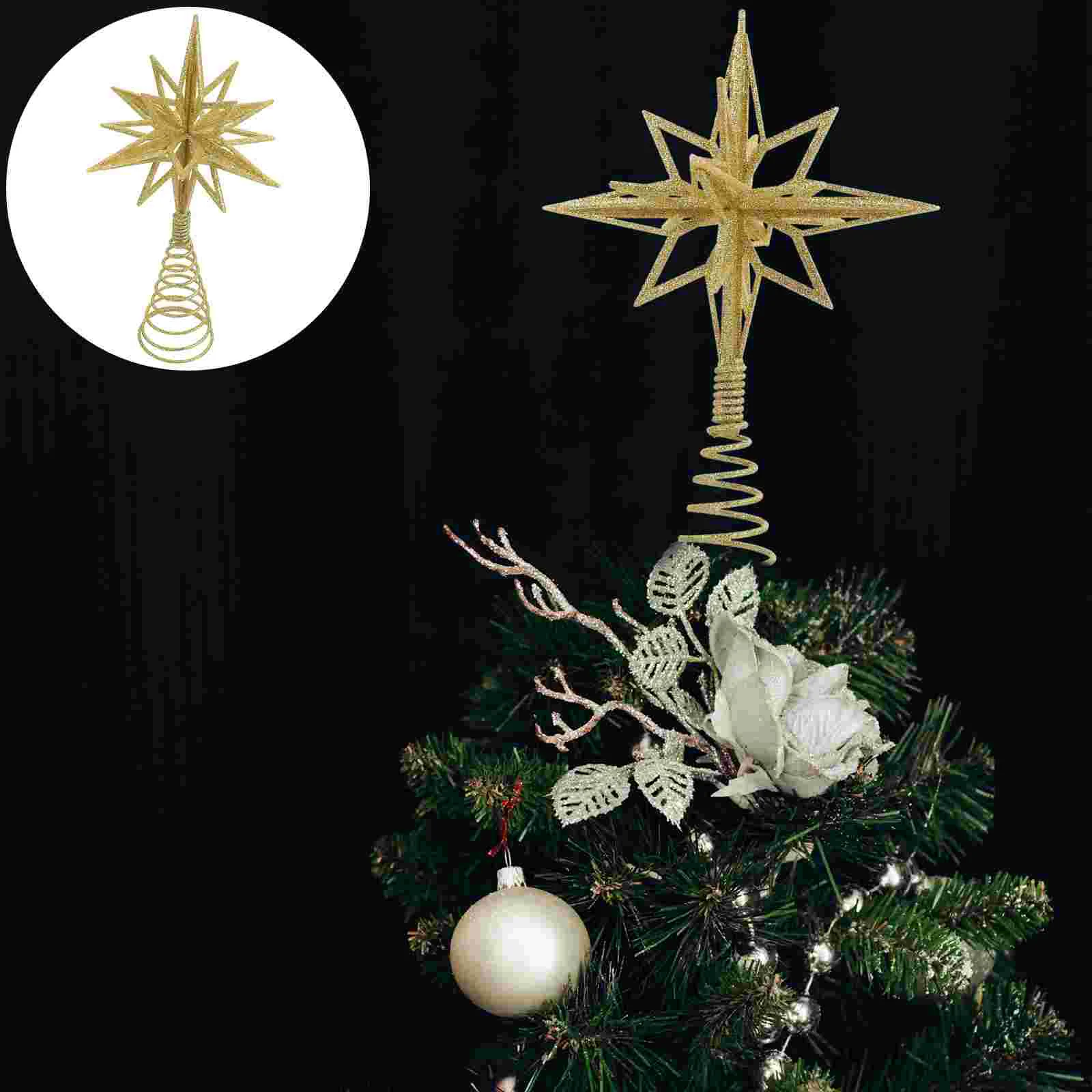 

Christmas Decorations Gold Tree Top Star Treetop Hat Topper Festival Ornament Adornment