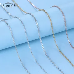 Genuine Real Pure Solid 925 Sterling Silver Chains for Women O Cross Basic Chain Necklace DIY Jewelry