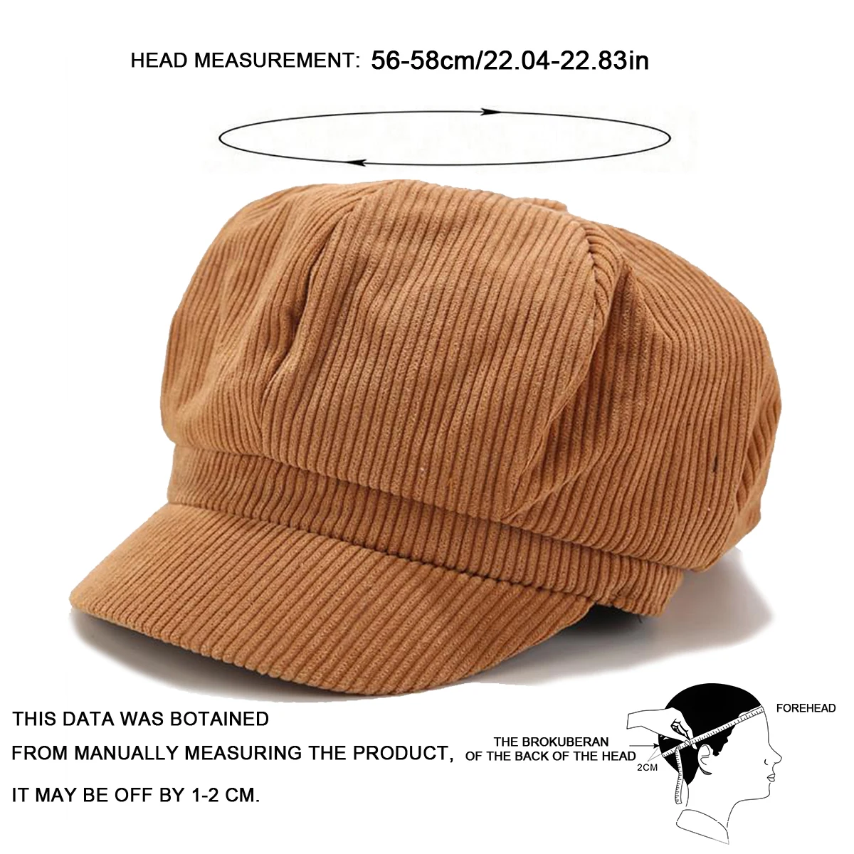 Unisex Solid Color Corduroy Personality Newsboy Hat Spring Autumn Retro Beret Hats Wild Casual Hats Unisex Wild Octagonal Cap