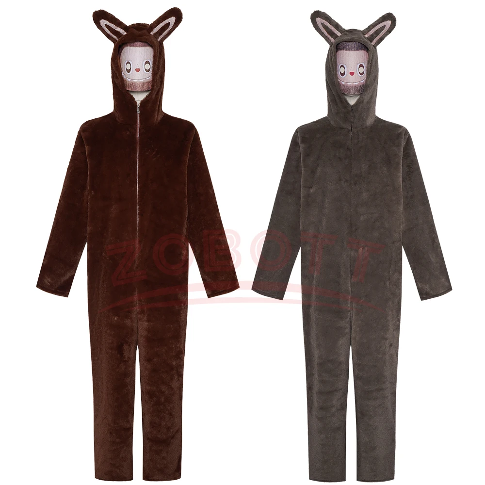 

Adults Monsters Doll Cosplay Costume Jumpsuit Bodysuit Halloween Outfits Dark Brown Jumpsuit with Mask Uniform