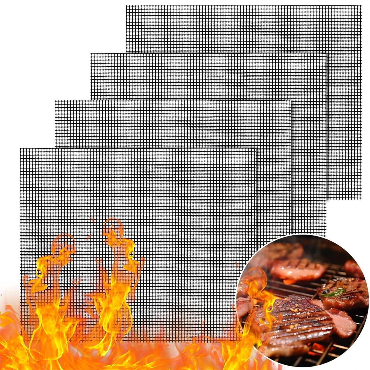 Mallas para parrilla de barbacoa, resistentes a altas temperaturas, cortables, revestimiento para barbacoa, malla para parrilla, para cortar carne, de grado alimenticio