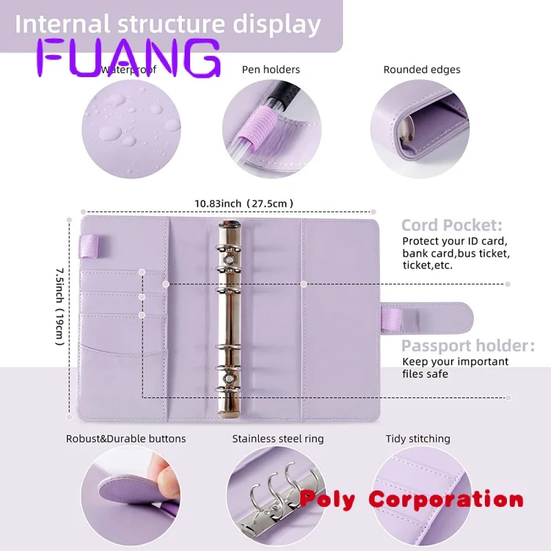 بولي Binder الجلود الموثق الميزانية مع 10 قطعة سستة المغلفات جيوب A6 المال المنظم النقدية الموثق لحفظ المال