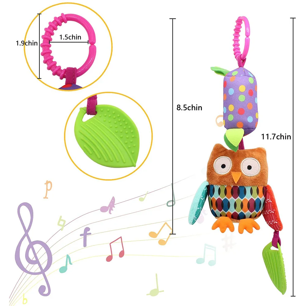 Baby Zachte Hangende Rammelaar Crinkle Piepend Speelgoed Dierenring Pluche Wandelwagen Baby Auto Bed Wieg Reisactiviteit Hangende Windgong