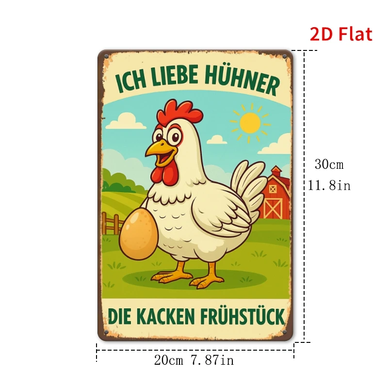 2D Flat, [2Dflat] 1pc 30x20cm Iron Sign - German Chicken Lover Humor Tin Sign 