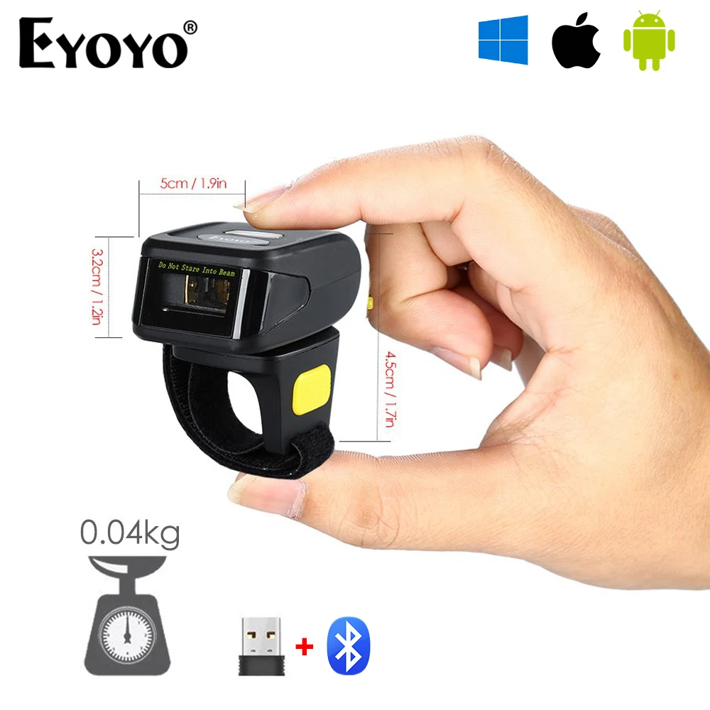 

Eyoyo EY-R30L Portable Wearable 1D Bar Code Reader USB Wired Mini Bluetooth Wireless Ring Barcode Scanner Used For Warehouse