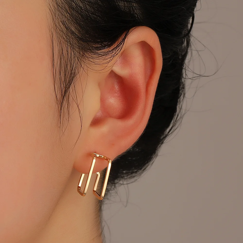 Fashion Irregular Geometric Earrings For Women Metal Earing Jewelry 2026 Trending New Women\'s Gold Color Square Stud Earrings