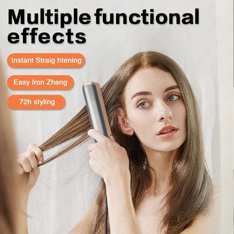 مكواة فرد الشعر 2 في 1 مع لوحة LCD واسعة، مكواة فرد الشعر السيراميكية الاحترافية مع درجة حرارة قابلة للتعديل