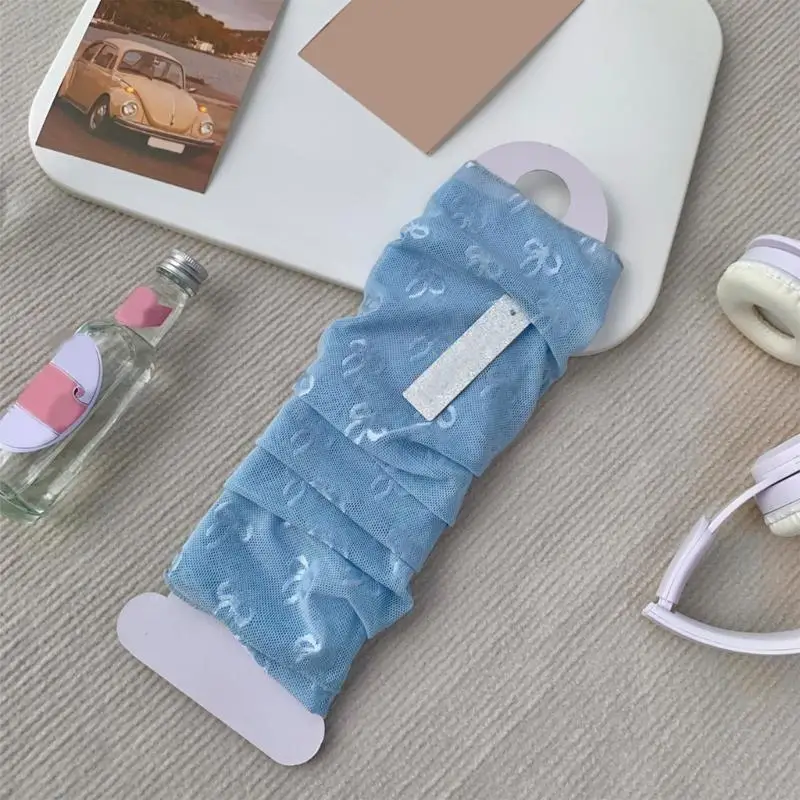 195E النساء الفتيات الشمس واقية أصابع قفازات بلون Bowknot طباعة الذراع تدفئة الساق الجليد الحرير التبريد الذراع أكمام الساق #3