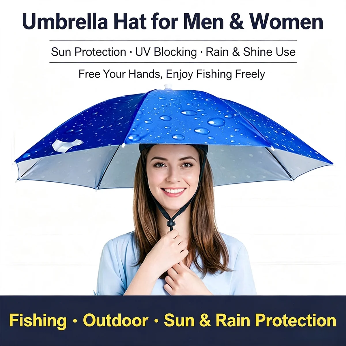 Faltbarer Kopfband-Sonnenhut, Sonnen- und Regenschutzhut mit UV-Schutzbeschichtung, geeignet zum Angeln, für die Gartenarbeit und für den Strand.