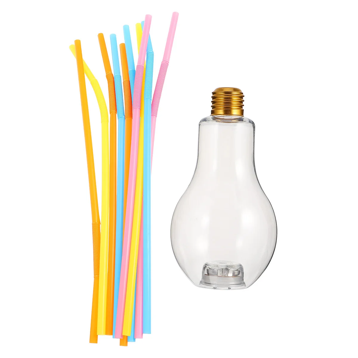 

1Set Light Bulb Bottle Eco-Friendly Pet Plastic Reusable Large Capacity Beverage Container Milk Tea Juice