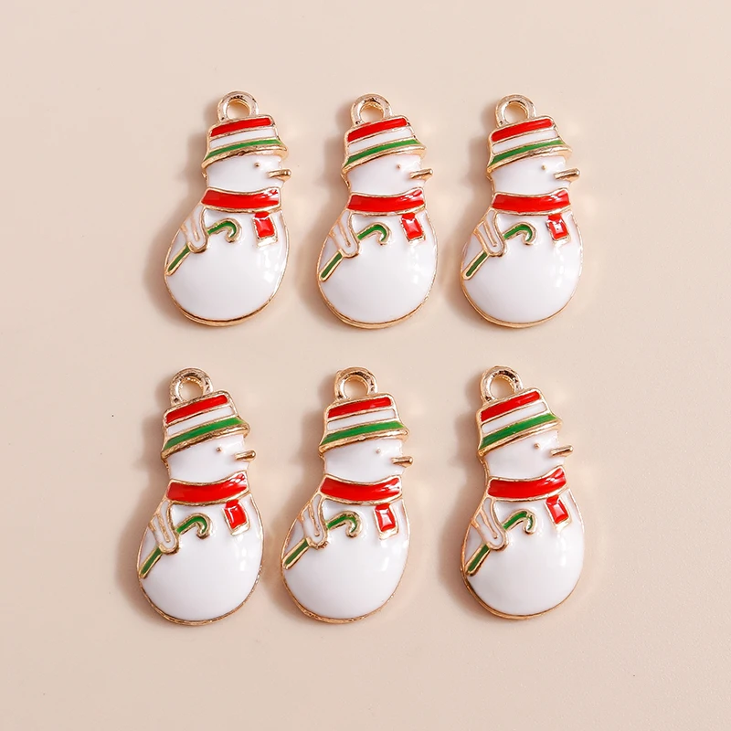 20 Stück gemischte Cartoon-Emaille-Weihnachts-Schneemann-Anhänger für Schmuckherstellung, Ohrhänger, Halsketten, DIY-Bastelzubehör, Geschenk – Detail 12