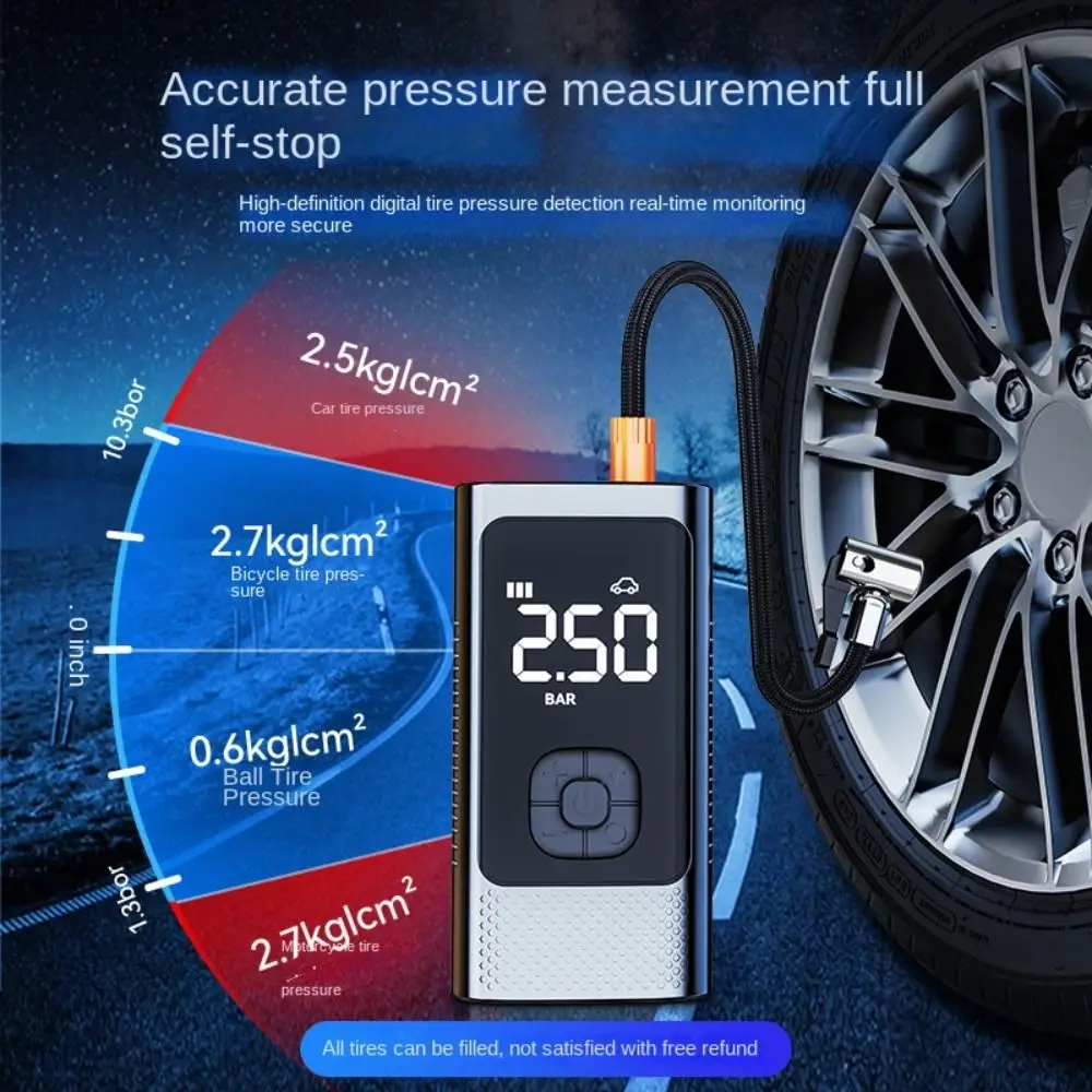 High Precision Car Tire Inflator Pump Handheld LCD Display Cordless Air Pump Portable Fast Inflation Air Compressor Auto Bicycle