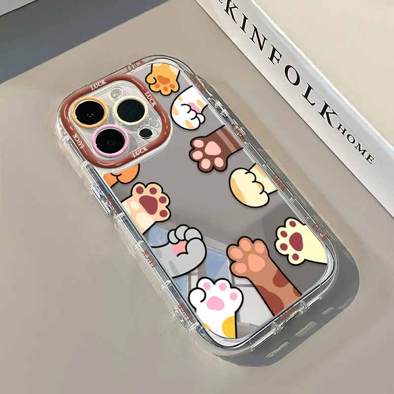 Cute Kitten Lovely Cat Air Cushion Mirror Phone Case For iPhone 17 15 14 16 Pro Max 13 12 11 Pro 7 8 Plus XR XS 17Air Art Cover view 3