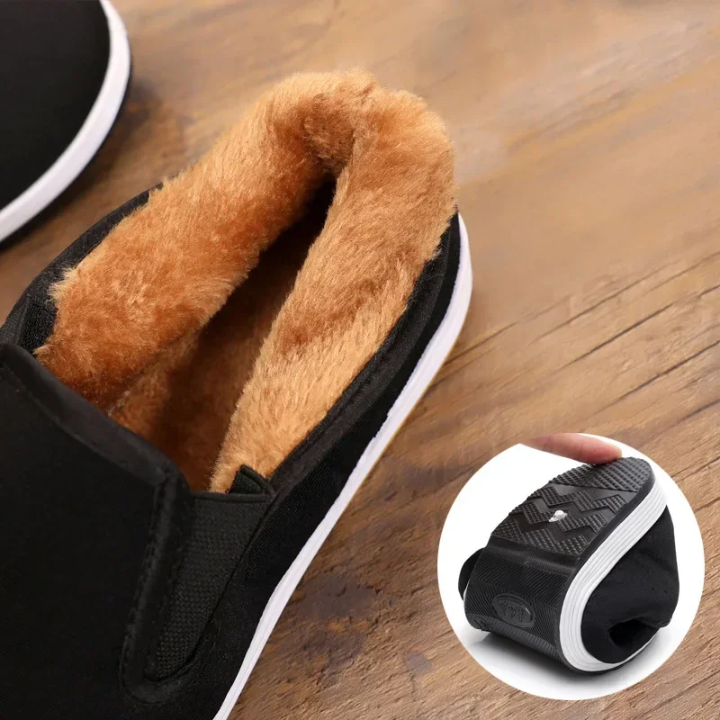 Wool Blended Kung Fu Shoes Winter Warm Cloth Shoes Men Women Chinese Kung Fu Wing Chun Tai Chi Slipper Martial Art Black Sneaker