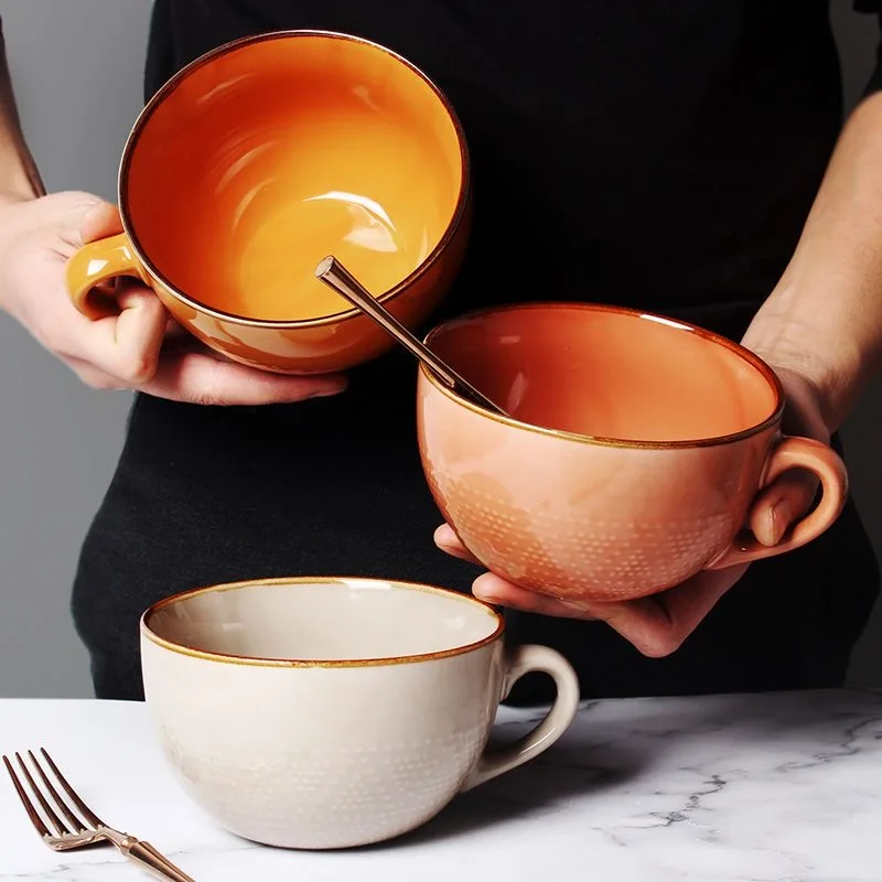 Mug à café en céramique grande capacité pour la maison, vaisselle de bureau, bol à nouilles instantanées et salade, mug pour petit-déjeuner, lait, flocons d'avoine, 700 ml